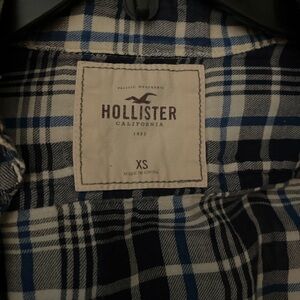 Hollister Blue and White Plaid Button Down ,